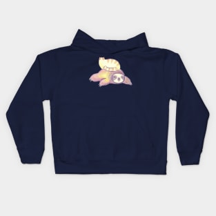 Sloth and Tabby Cat Kids Hoodie